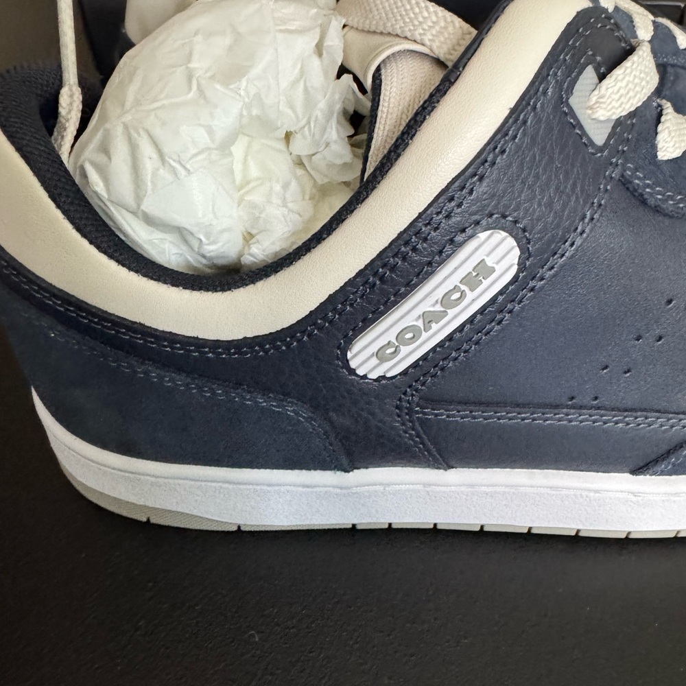 Men’s coach C201 leather and suede navy sneaker - Picture 6 of 9